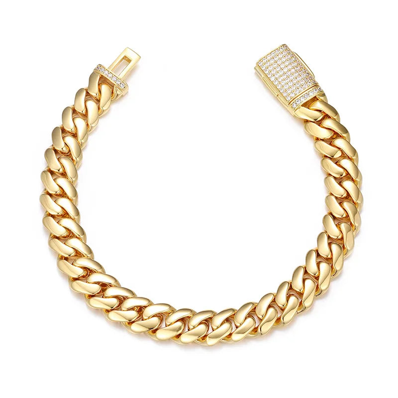 10mm-20mm Solid Iced Clasp Miami Cuban Bracelet