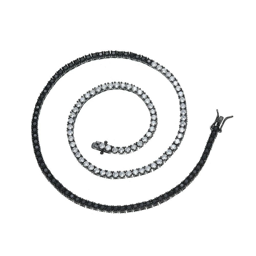3mm Essential Black and White Zirconia Tennis Necklace