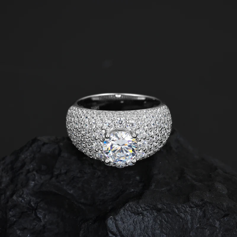 S925 Moissanite Pave Halo Ring