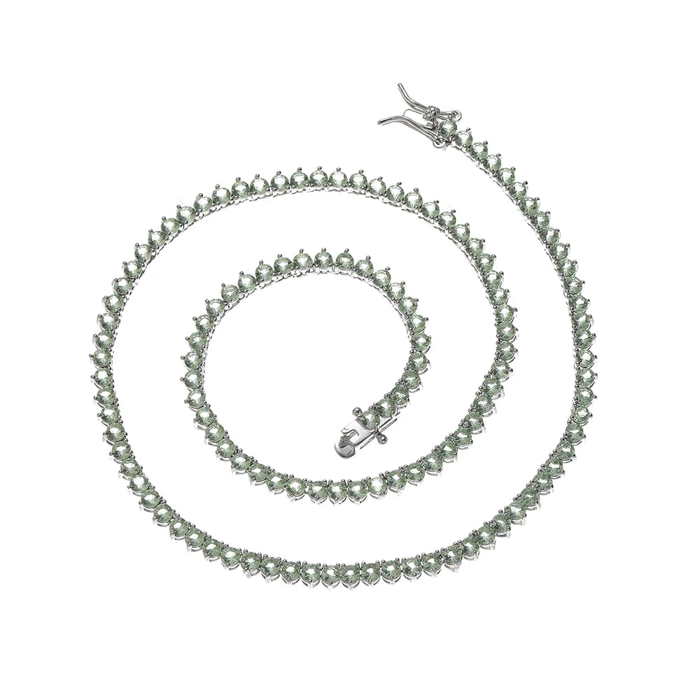 Triple Prong Chameleon Diamond Tennis Necklace - 3mm