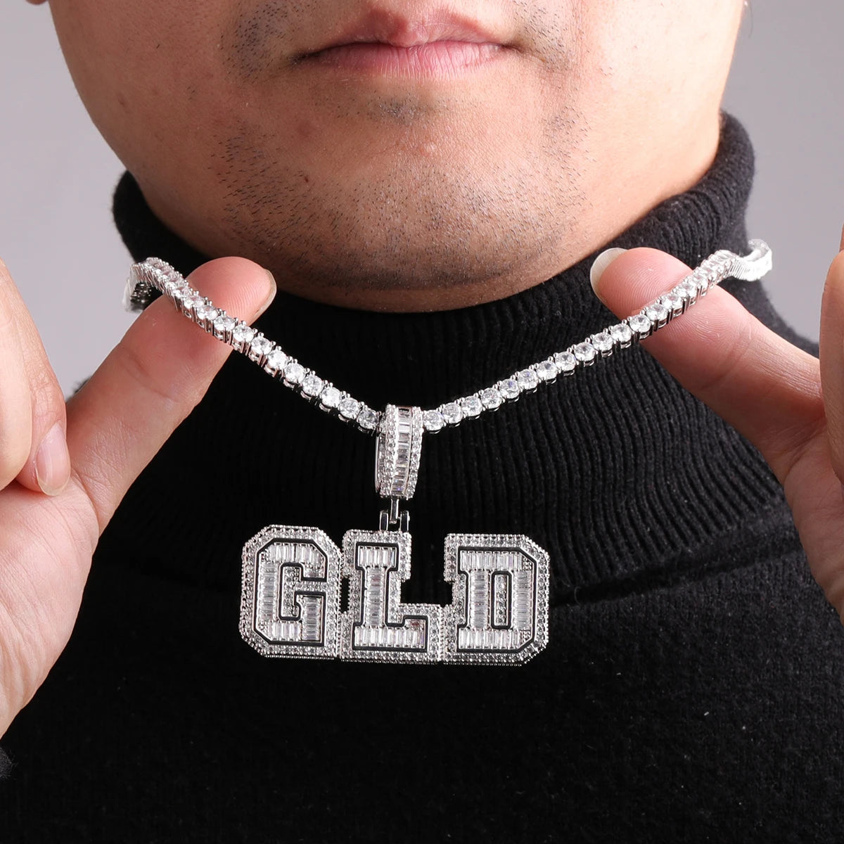 Custom University Font Baguette Layer Letter Pendant - Icedgame & Co