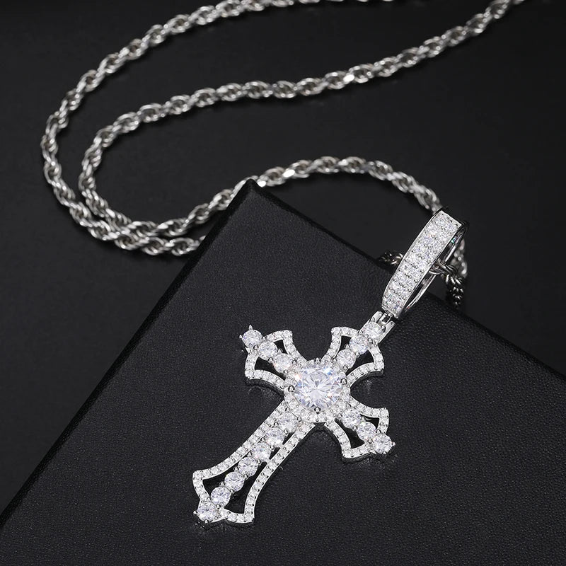 S925 Moissanite Divine Toulouse Cross Pendant - Icedgame & Co