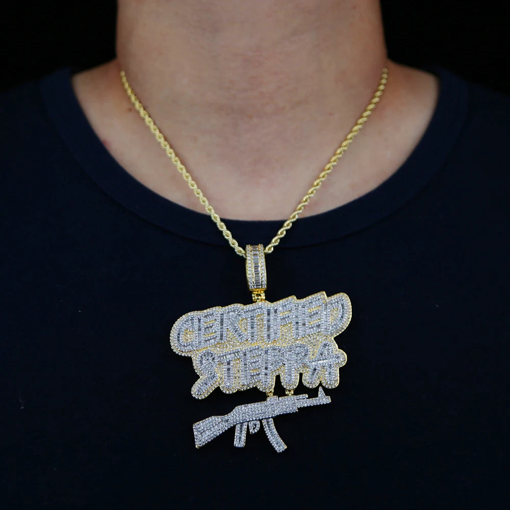Iced Out "Certified Steppa" Letter Pendant Necklace