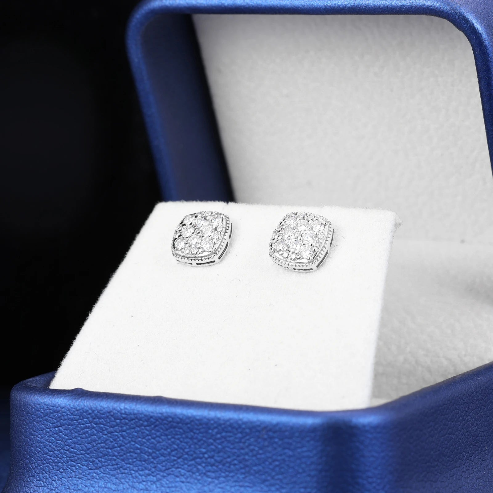 S925 Moissanite Diamond Cushion Setting Stud Earrings