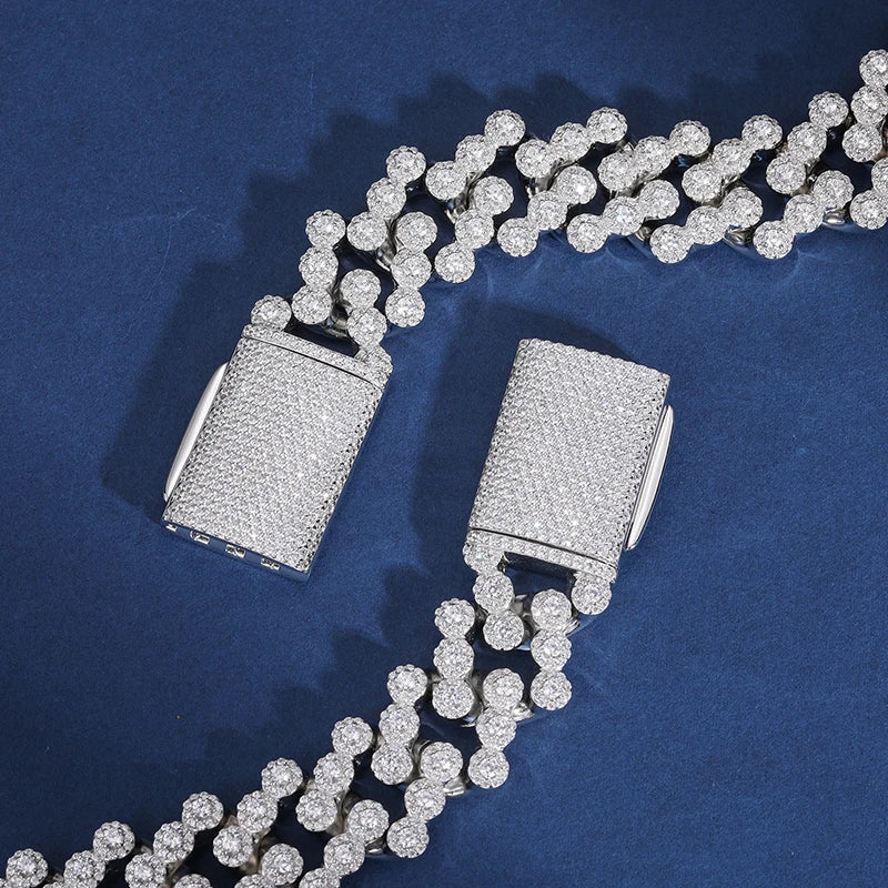 20mm Diamond Clustered Cuban Necklace