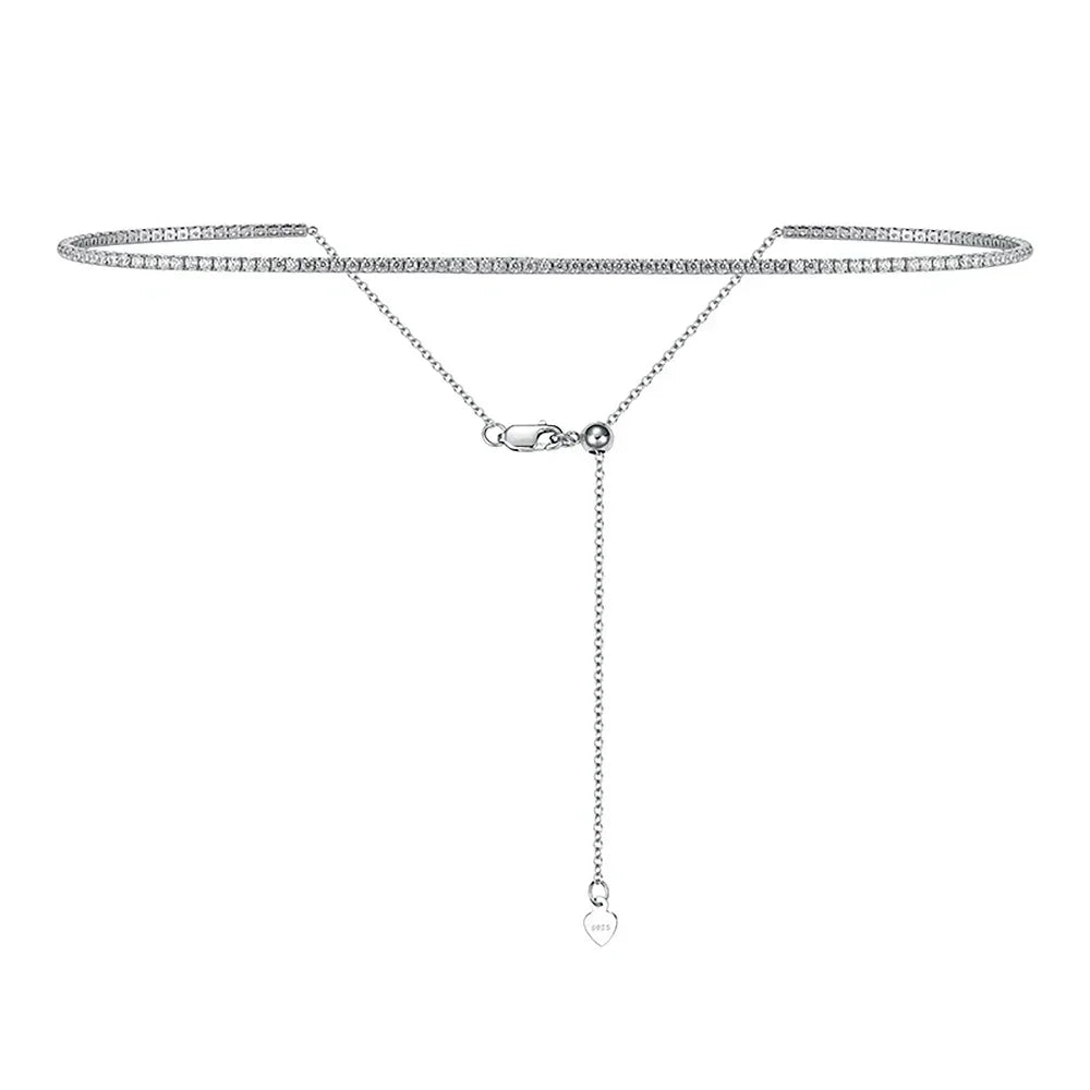 2mm S925 Moissanite Diamond Tennis Necklace - Adjustable