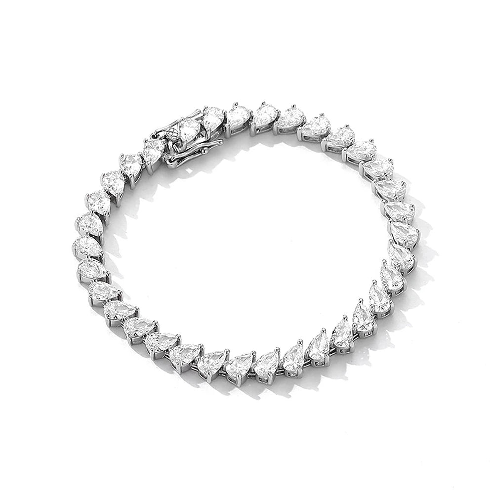 S925 Moissanite Pear Cut Diamond Tennis Bracelet