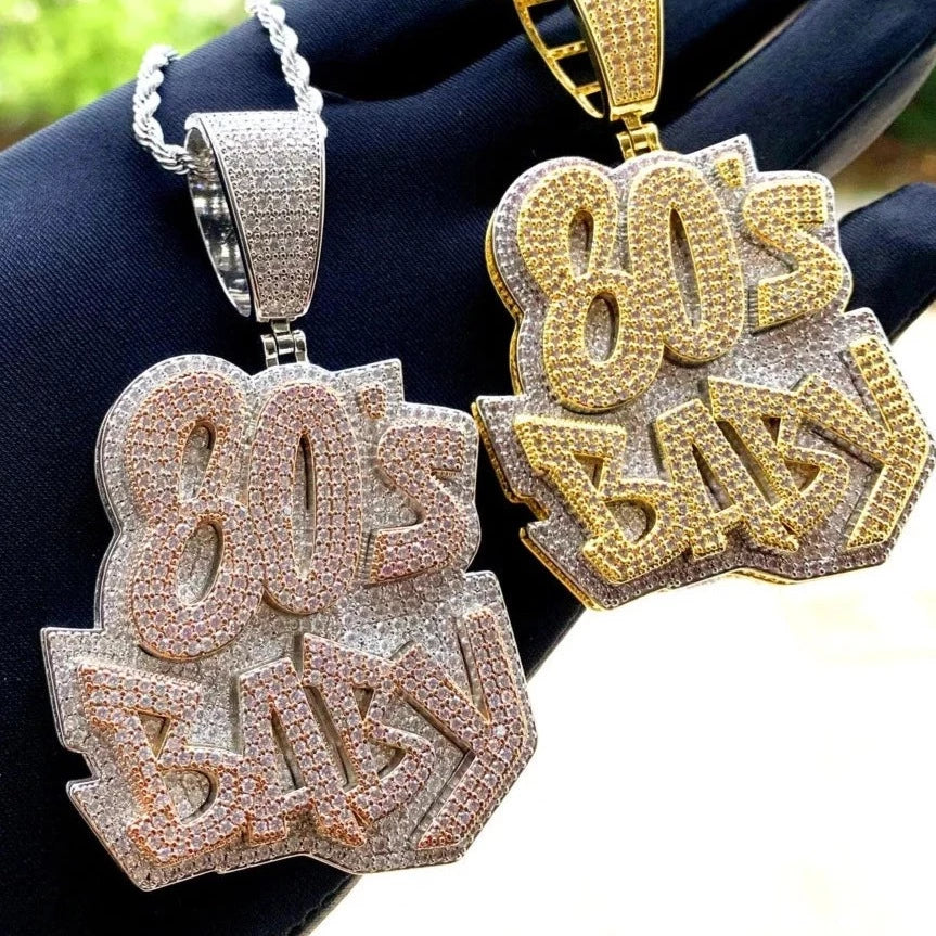 Iced Out Letters 80'S BABY Pendant Necklace - Icedgame & Co