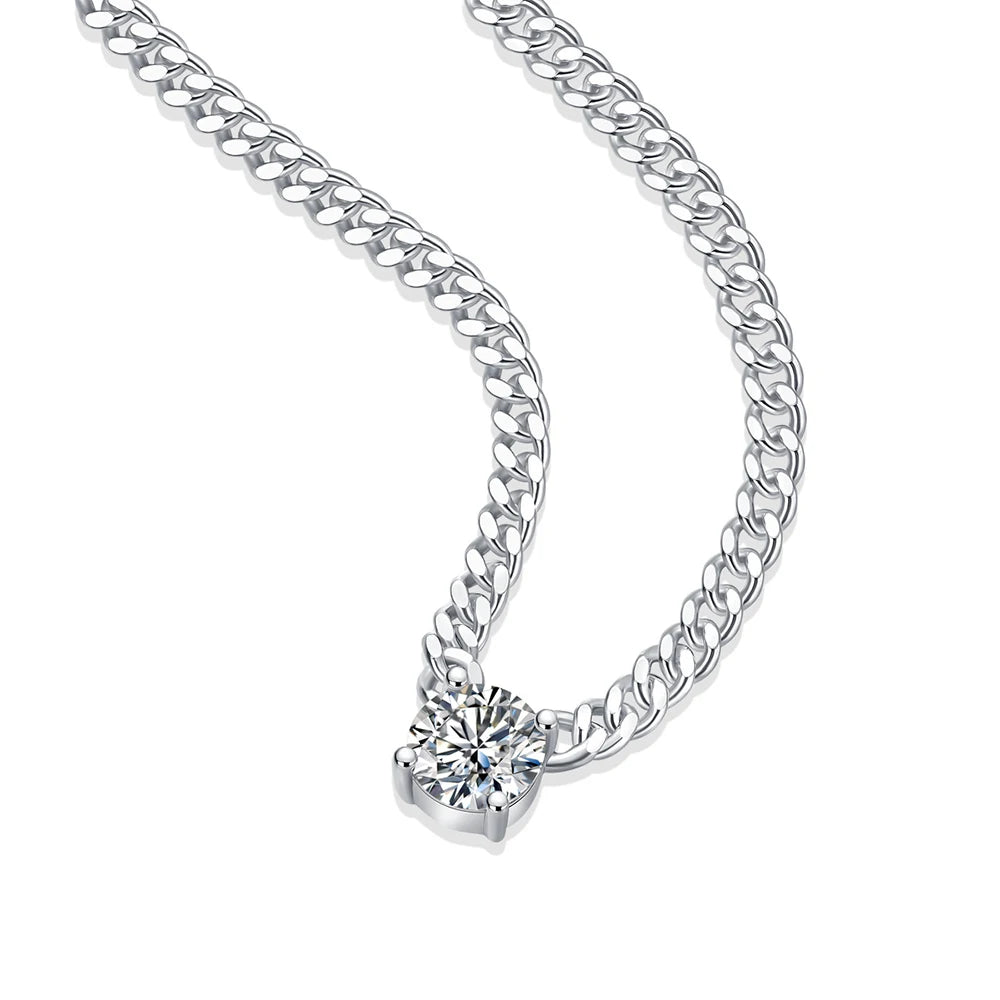 Women's S925 Round Cut Moissanite Diamond Cuban Necklace