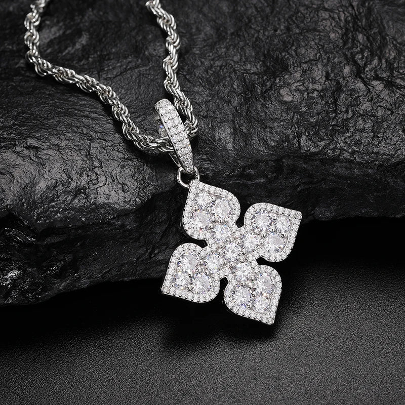 S925 Moissanite Clover Diamond Pendant - Icedgame & Co