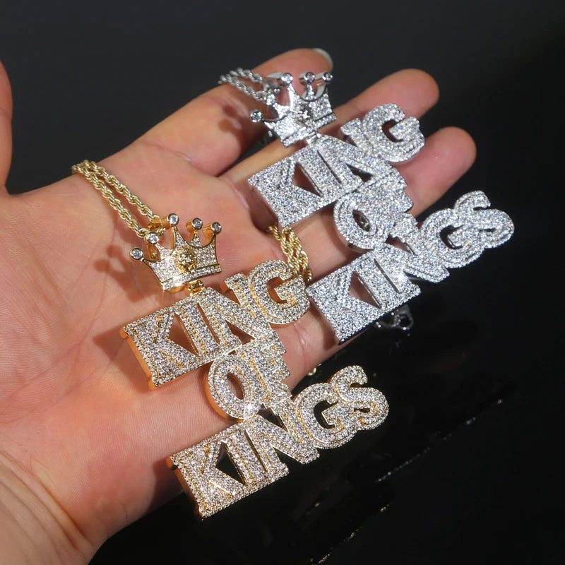 "KING of KING" Letter Diamond Pendant