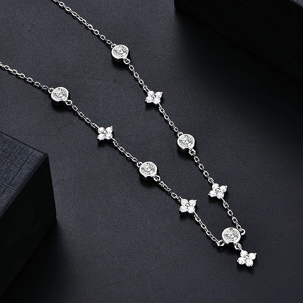 3.5mm Women's S925 Moissanite Diamond Stationed Necklace