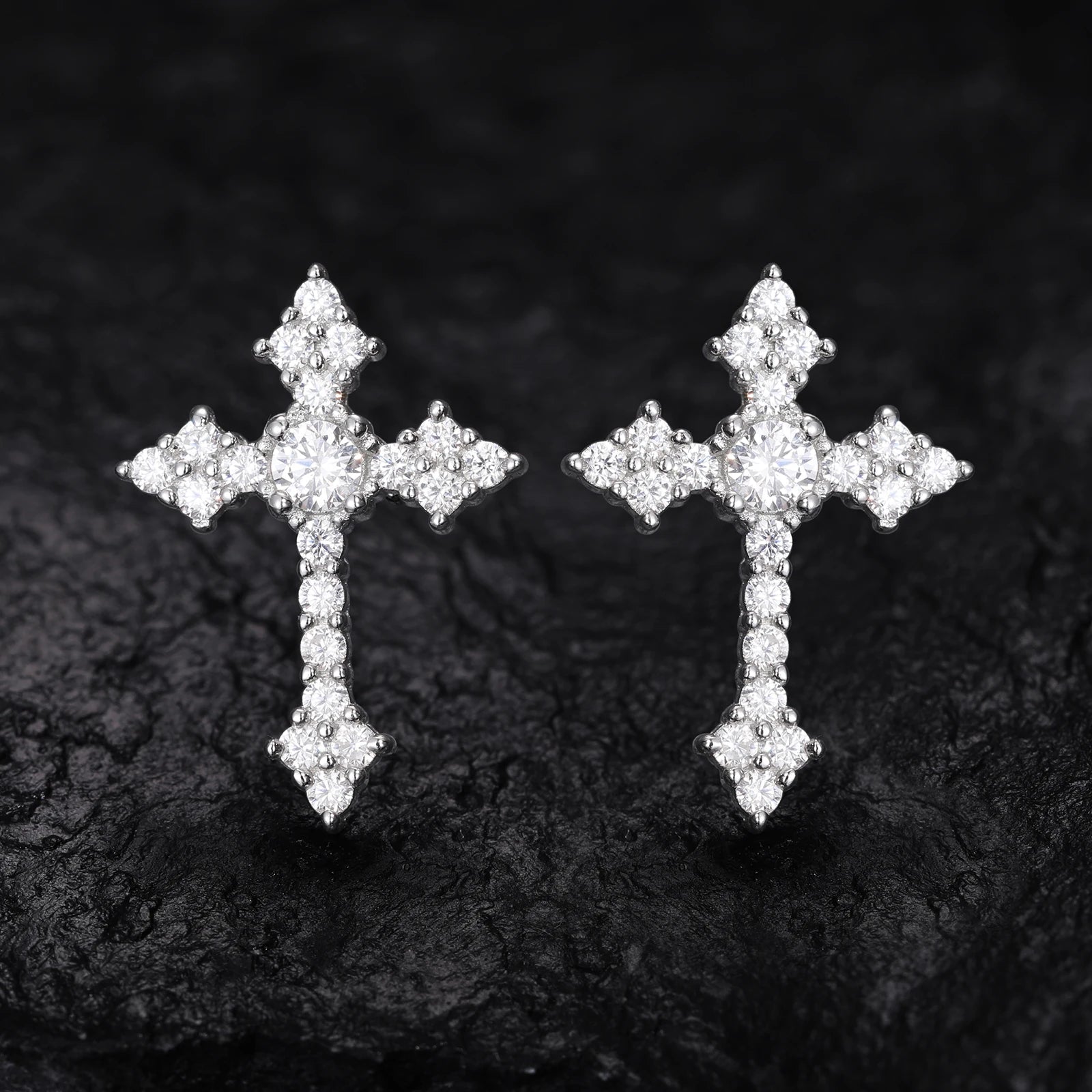 S925 Moissanite Dripping Cross Stud Earrings - Icedgame & Co