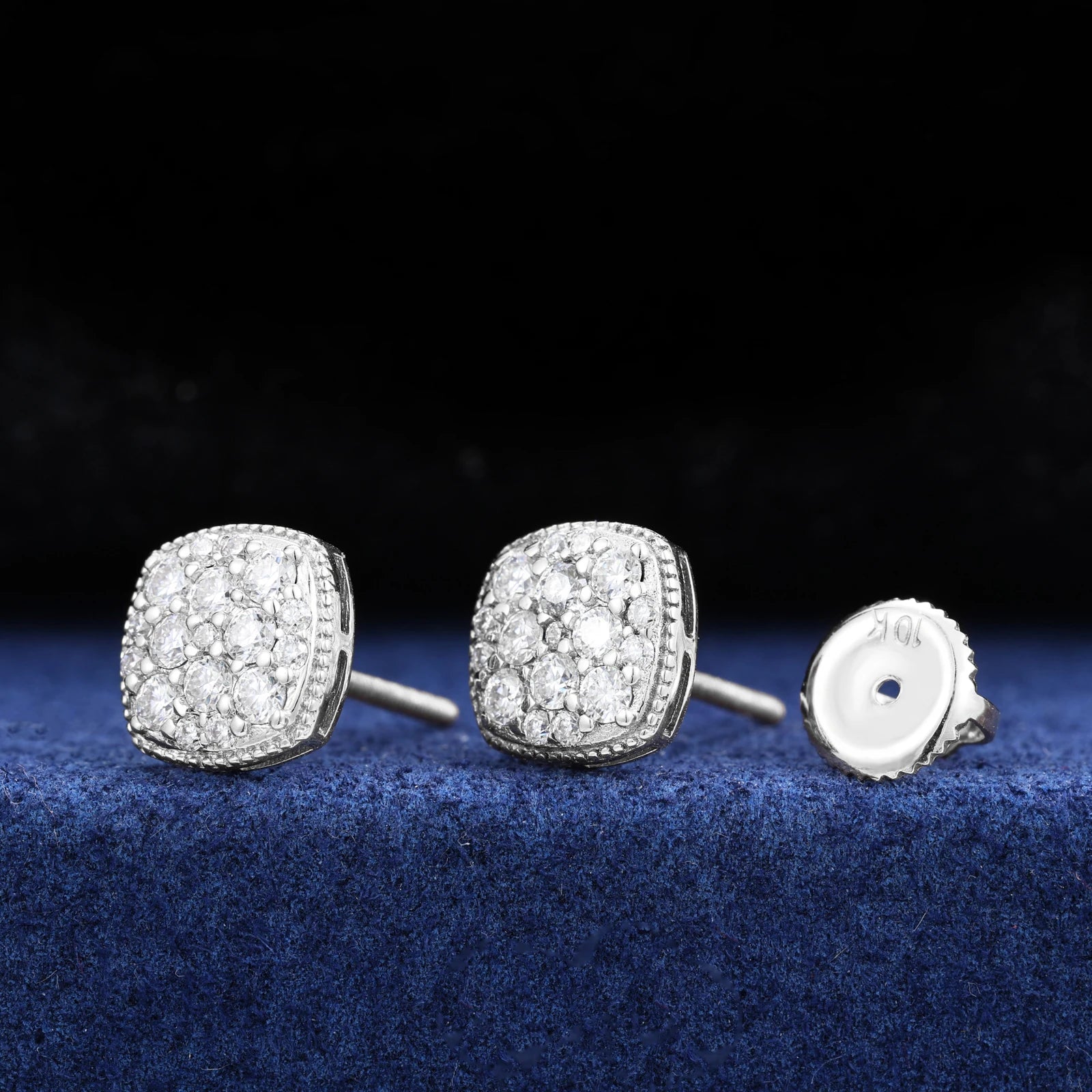 S925 Moissanite Diamond Cushion Setting Stud Earrings