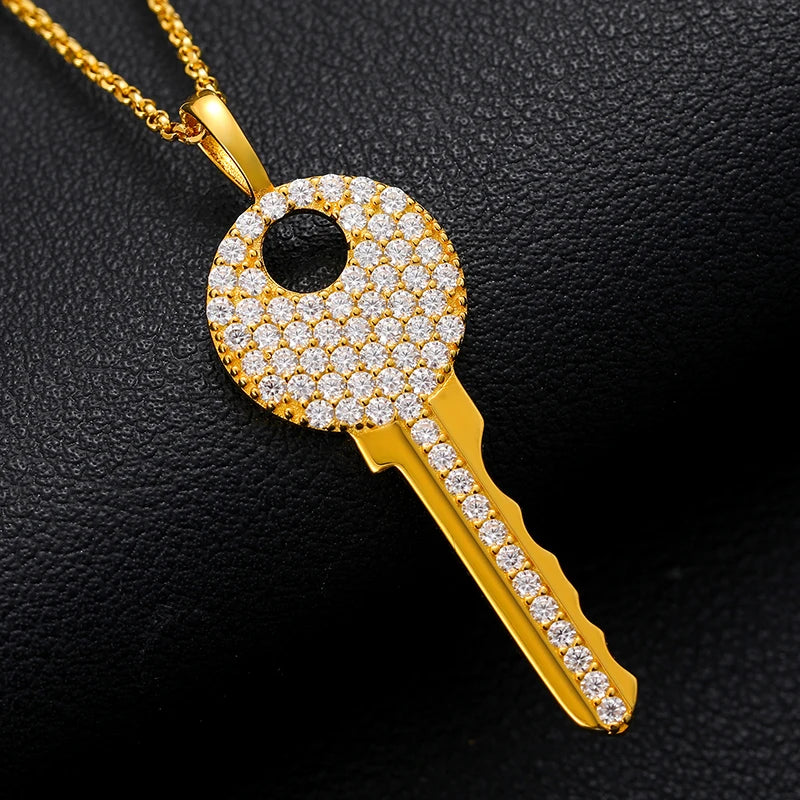 S925 Moissanite Diamond Key Pendant
