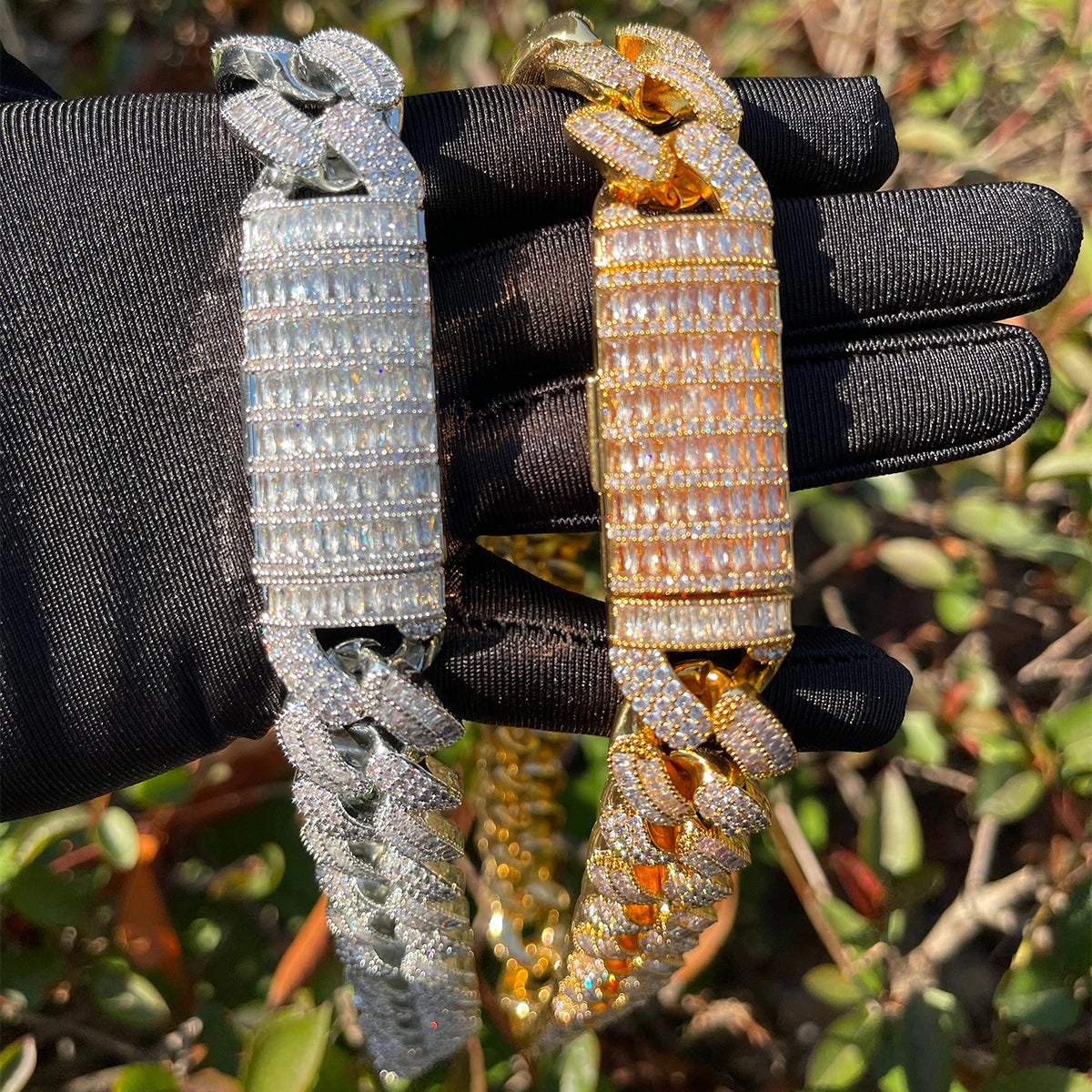 20mm Fully Iced-Out Baguette Stone Cuban Link Necklace
