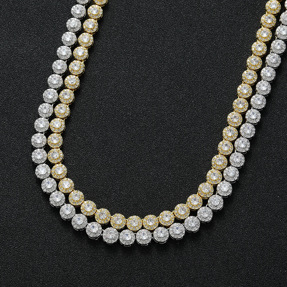 ROUND CLUSTERED TENNIS NECKLACE - 6MM