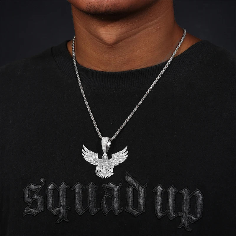 S925 Moissanite Custom Letter Eagle Pendant - Icedgame & Co