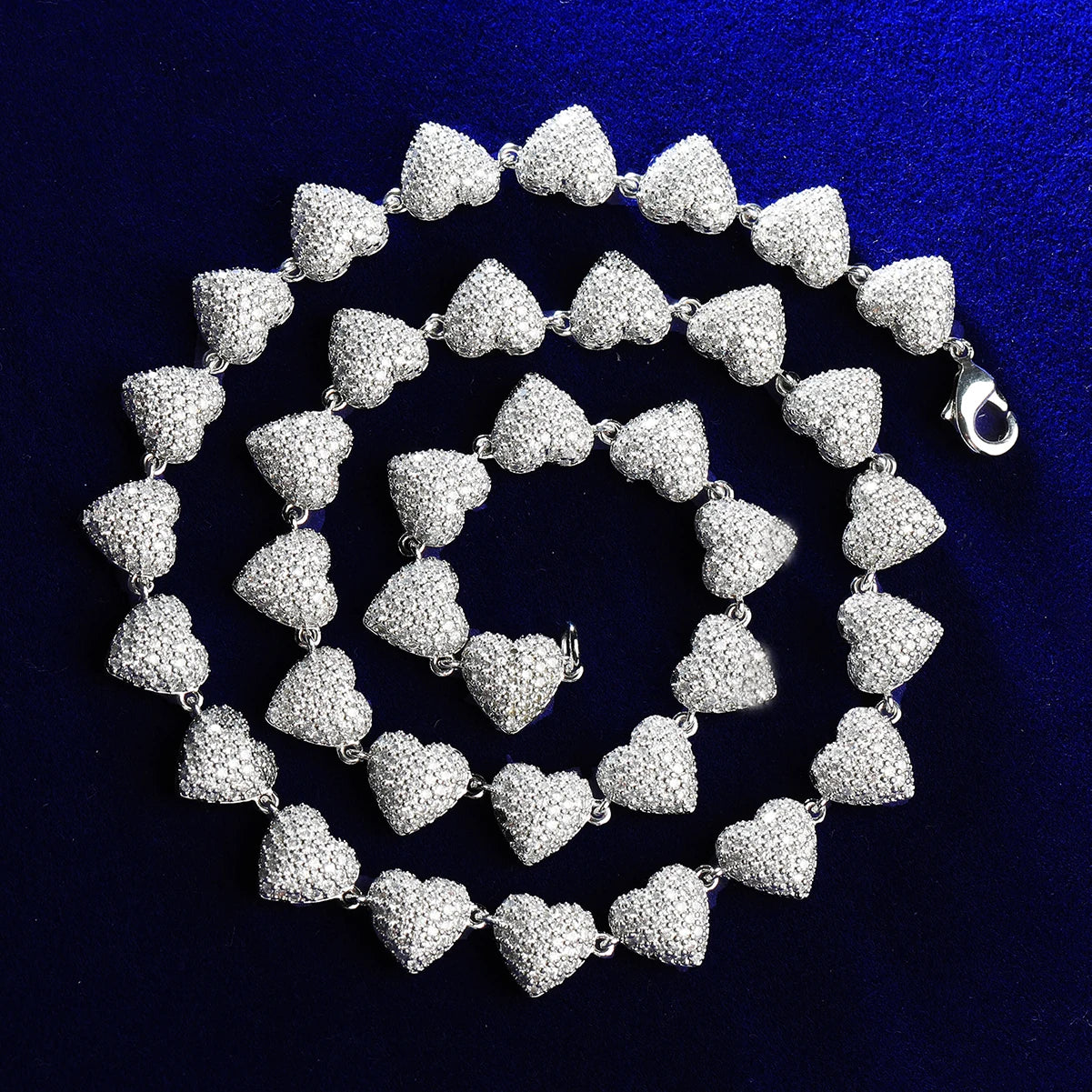 Iced Out Pave Heart Link Necklace