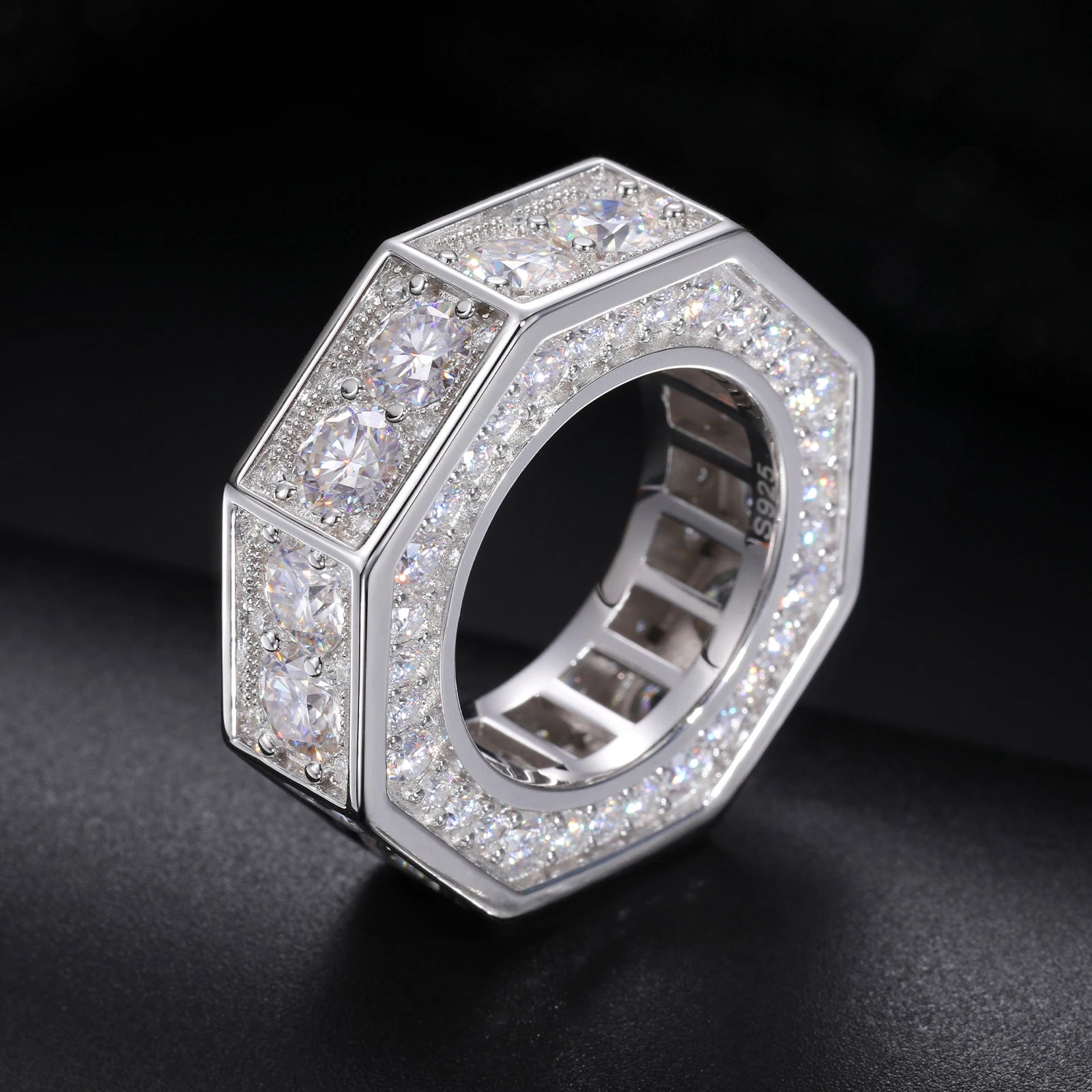 S925 Moissanite Octagon Diamond Ring