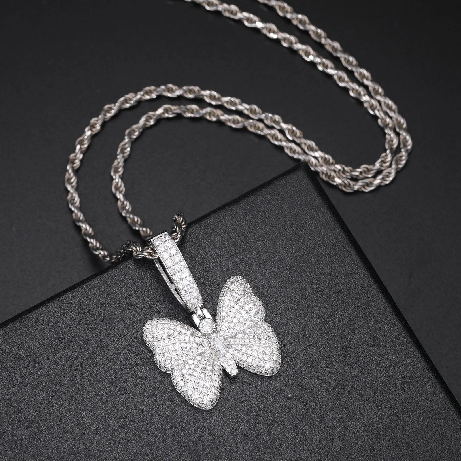 S925 Moissanite Butterfly Pave Diamond Pendant - Icedgame & Co