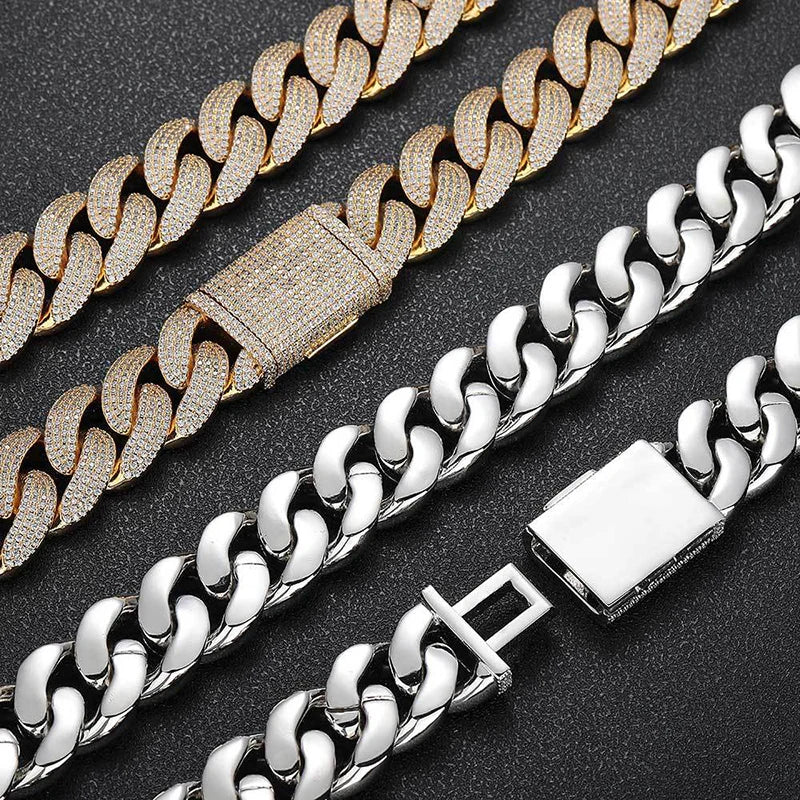20mm Iced Curve Cuban Link Chain Bracelet