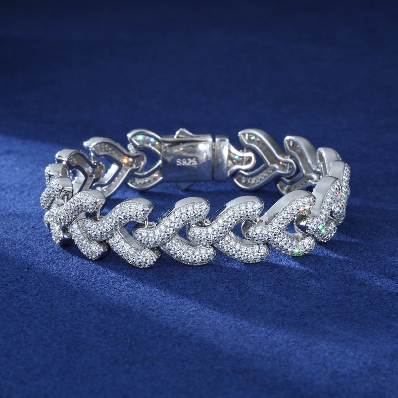 S925 Moissanite V-Link Diamond Bracelet