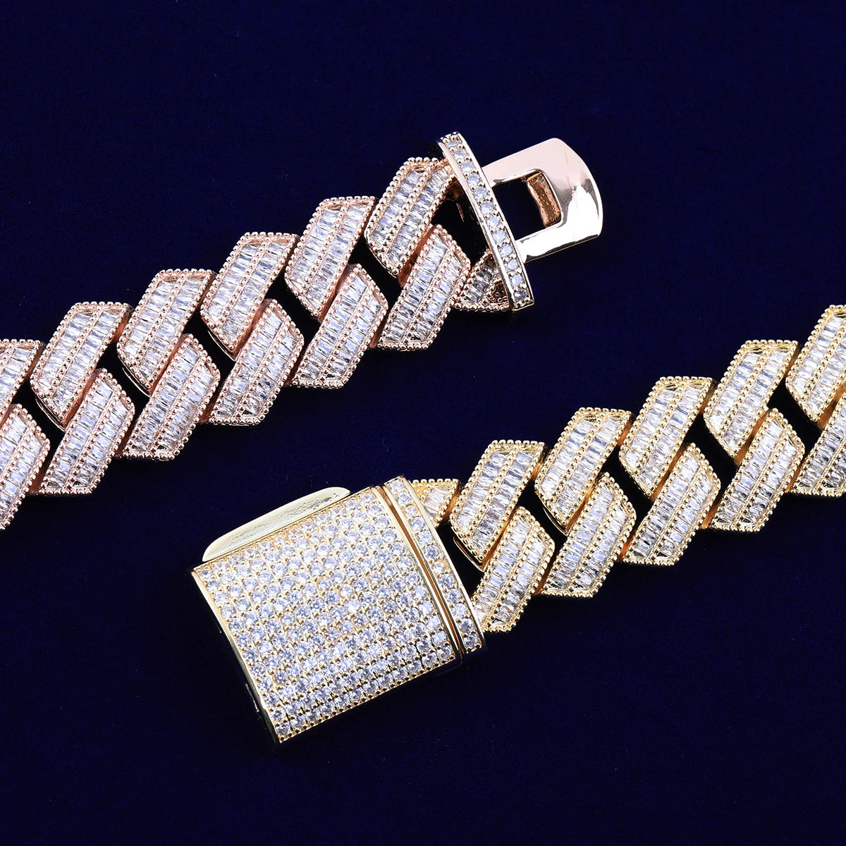 20mm Baguatte Prong Cuban Link Necklace