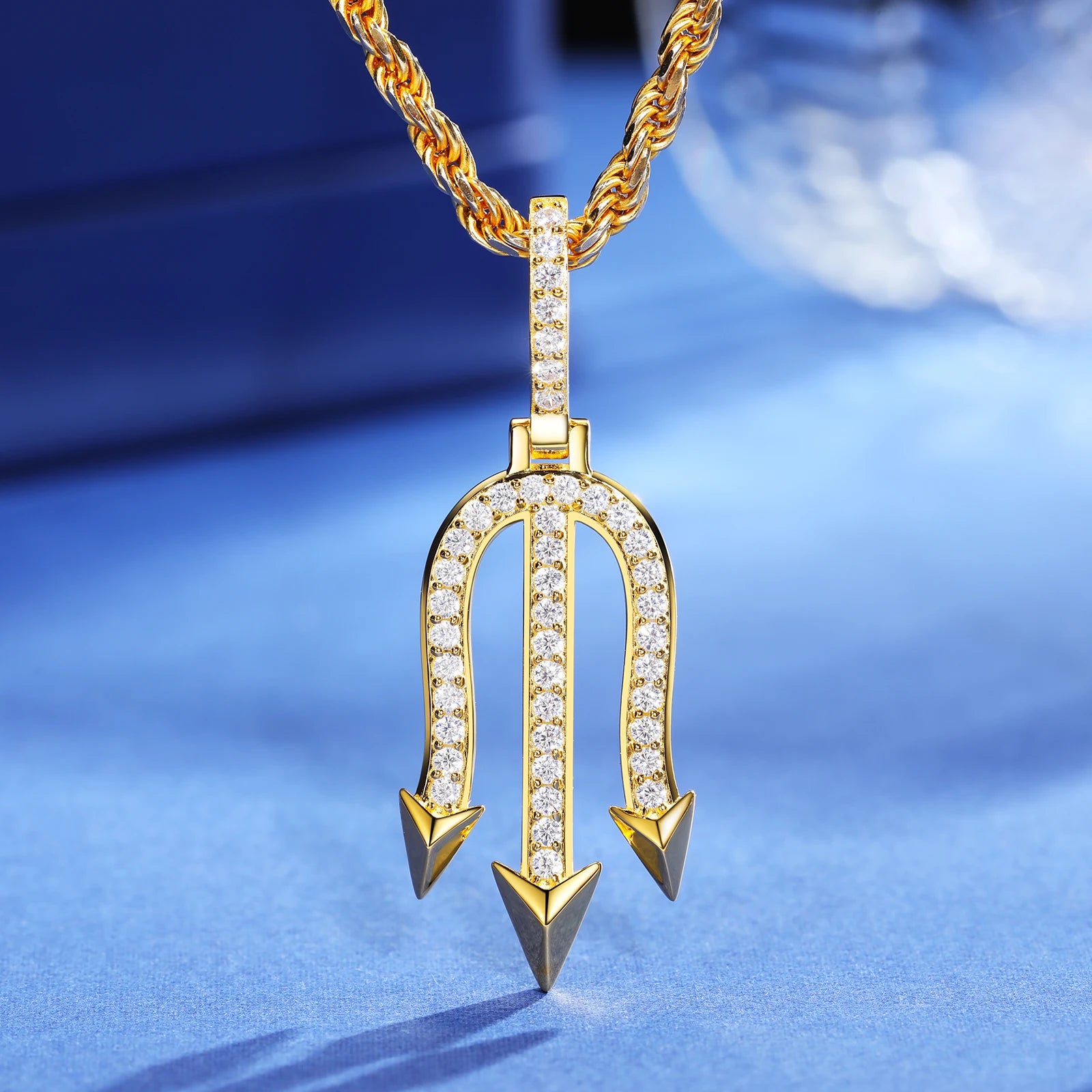 S925 Moissanite Poseidon Trident Pendant