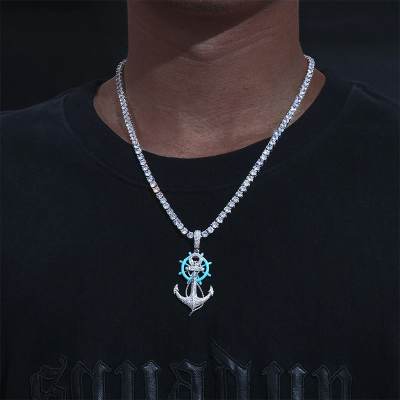 S925 Moissanite Luminous Anchor Pendant - Icedgame & Co