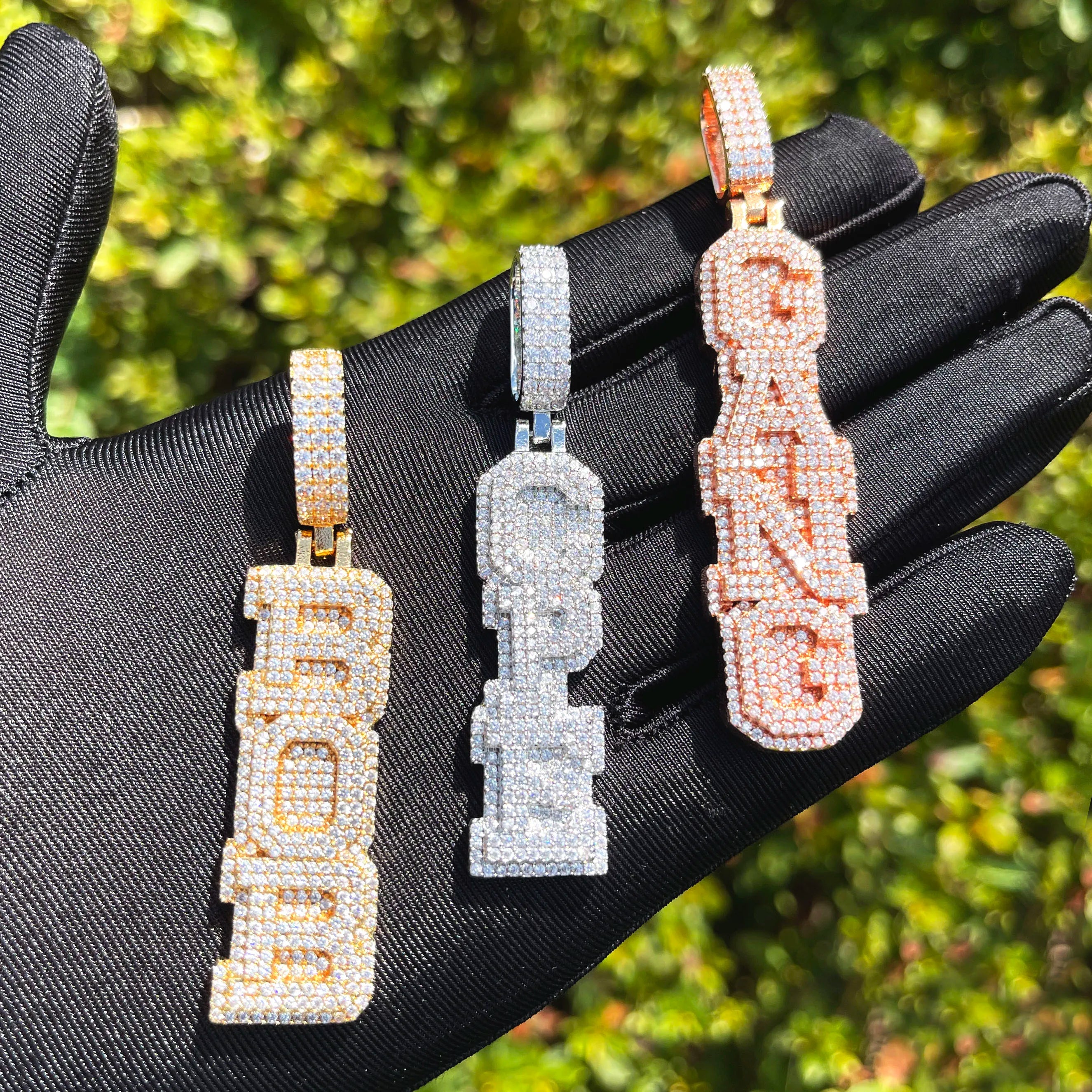 Iced Out Custom Vertical University Letter Pendant - Icedgame & Co