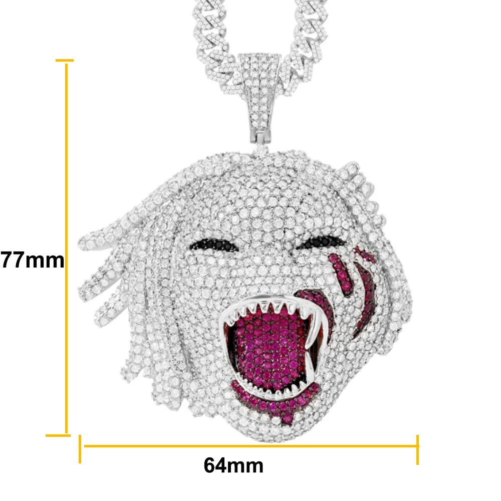 Iced Out Big Bear Pendant Necklace - Gold/White Gold