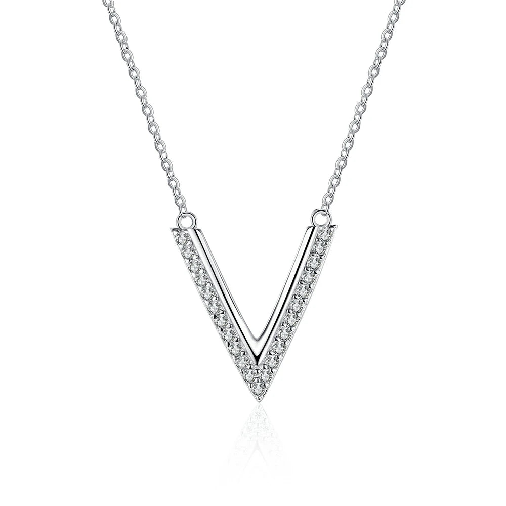 Women's V-Shape Pave Diamond Pendant Necklace