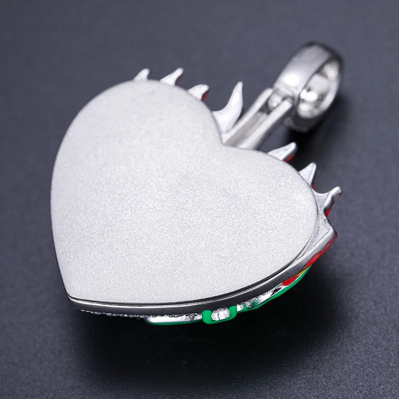 S925 Moissanite Heart Flame Luminous Diamond Pendant