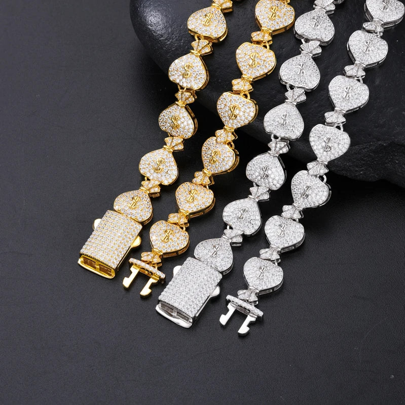 S925 Moissanite Money Bag Link Chain Necklace