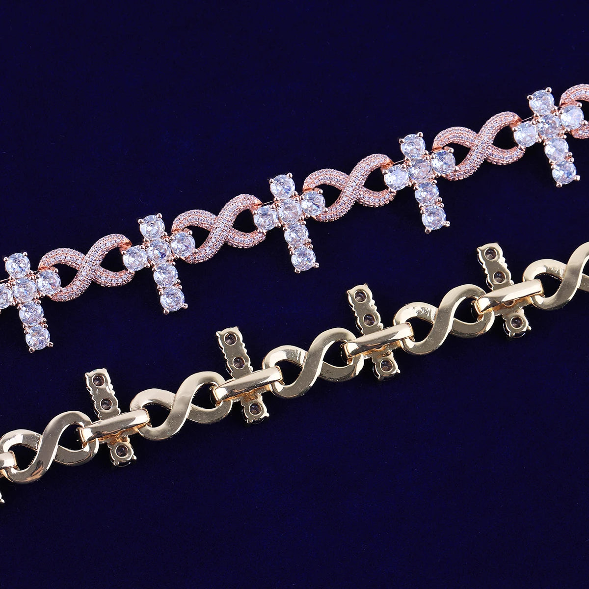 Infinity Tennis Cross Link Bracelet