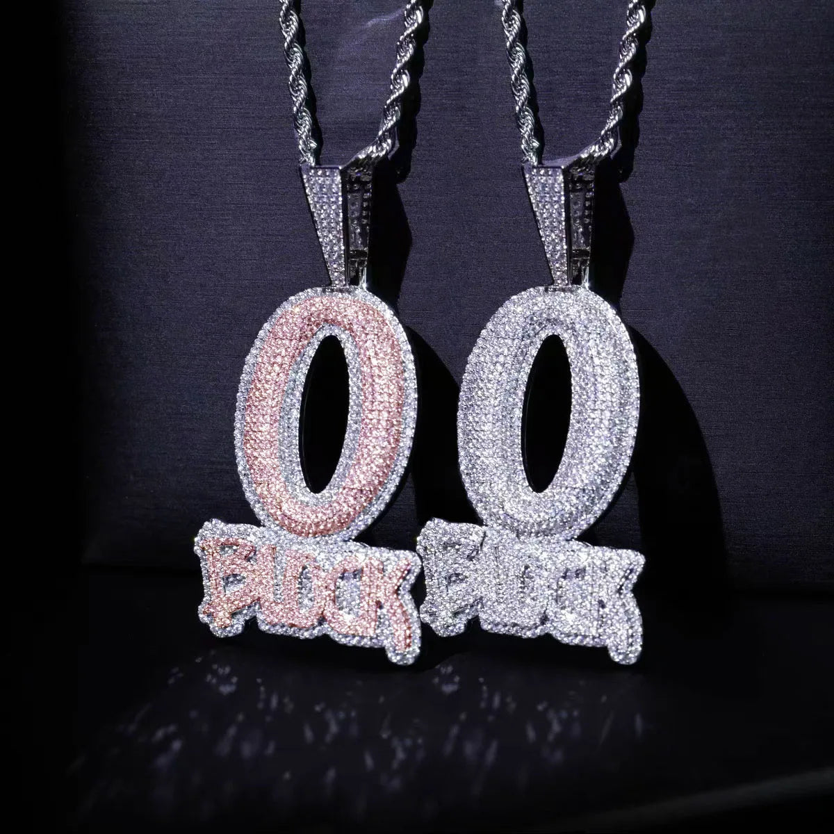 Iced Out "O Block" Pave Letter Diamond Pendant