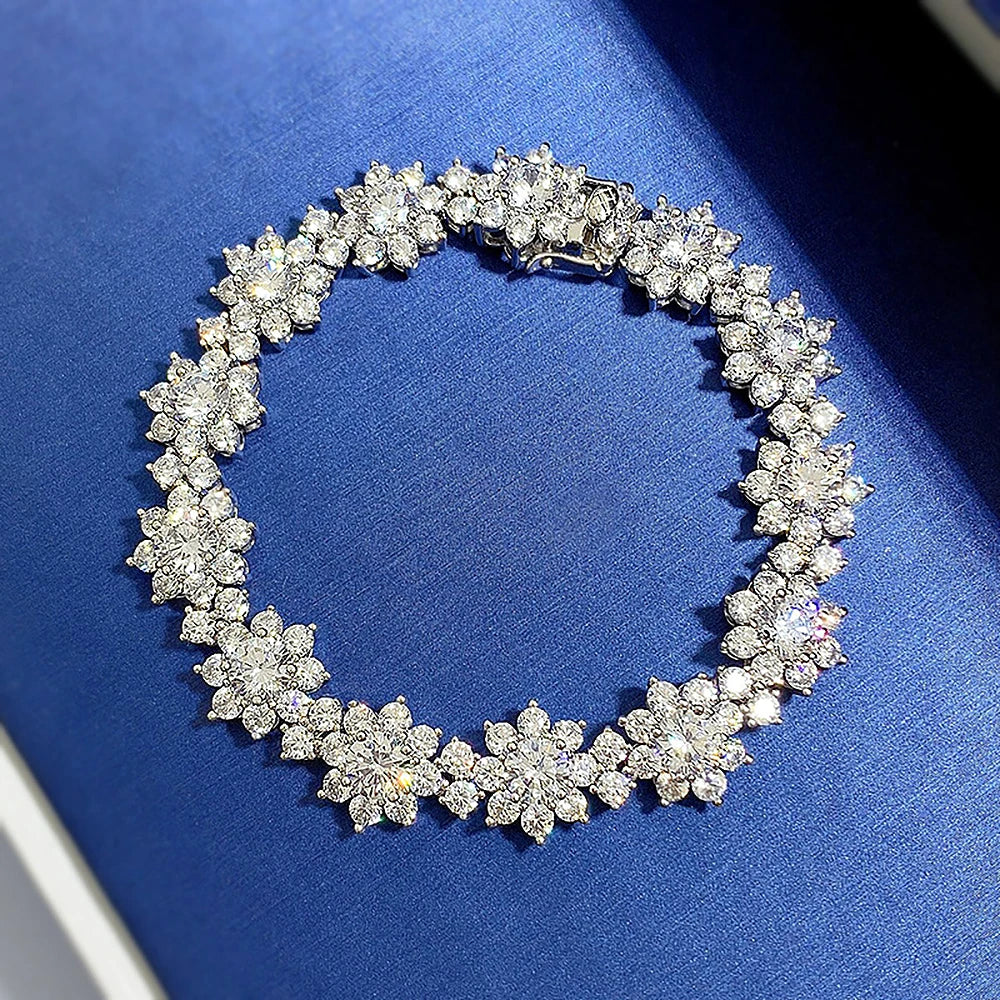 Women's S925 Diamond Flower Bracelet