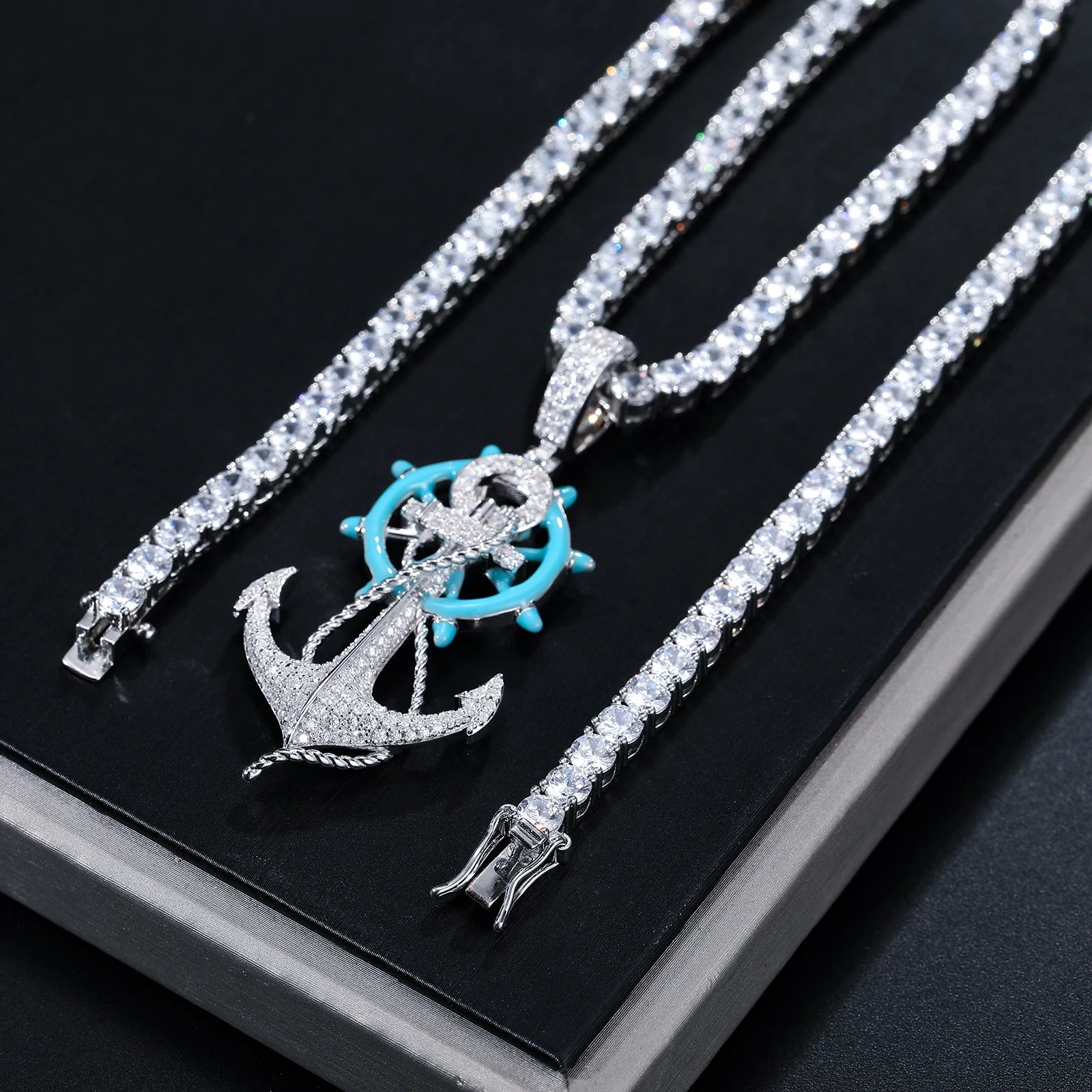 S925 Moissanite Luminous Anchor Pendant - Icedgame & Co