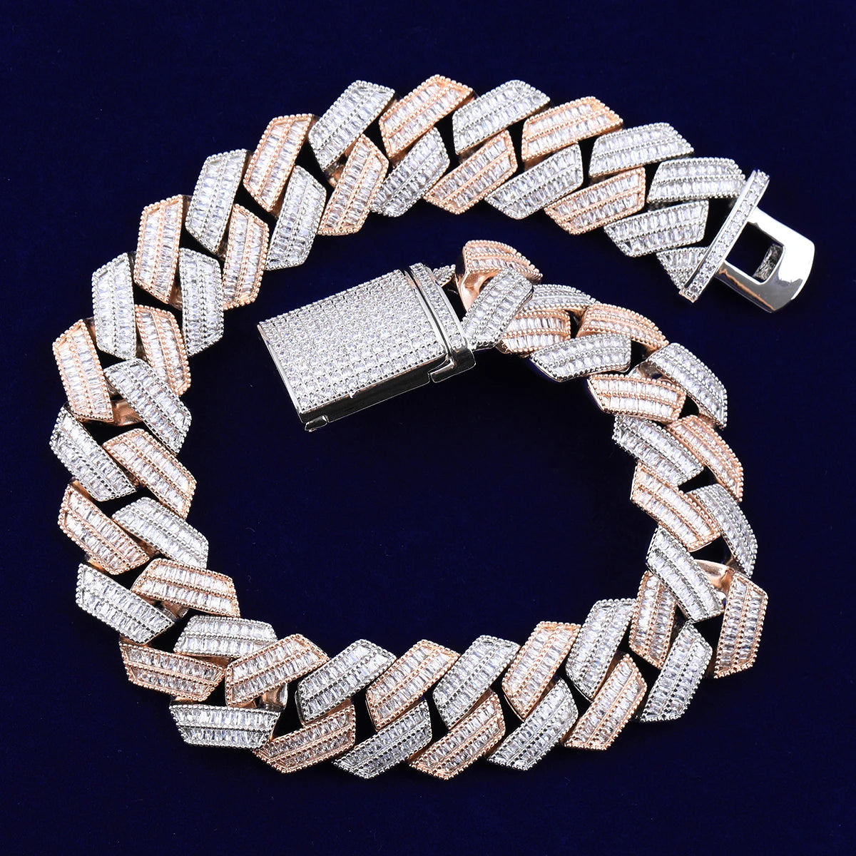 20mm Baguatte Prong Cuban Link Necklace