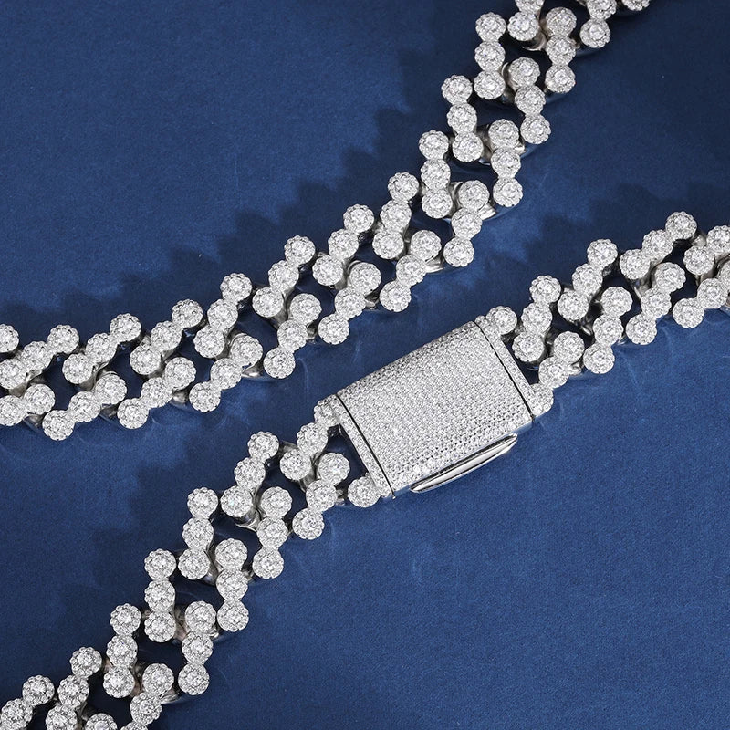 20mm Diamond Clustered Cuban Necklace