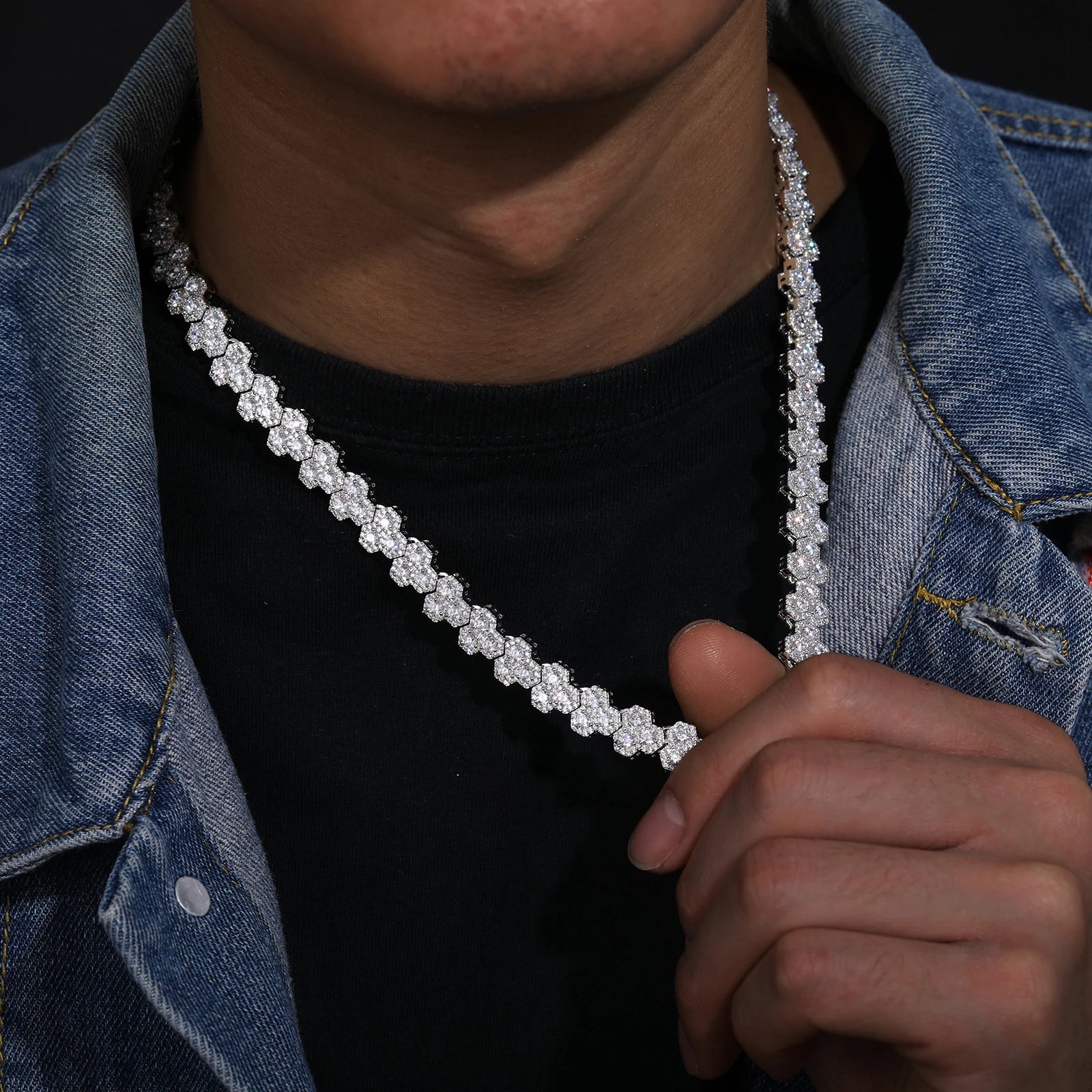 S925 Moissanite Honeycomb Diamond Necklace - 10mm