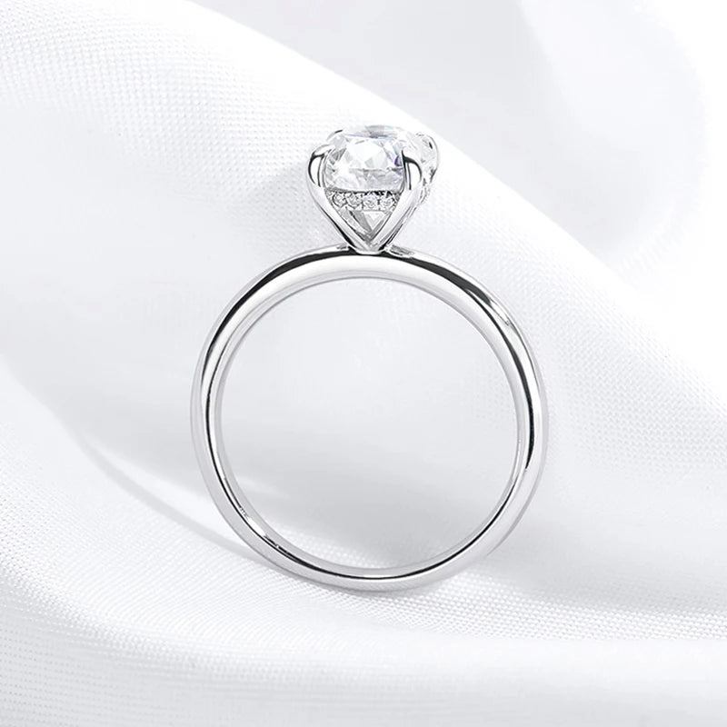 S925 Oval Cut Moissanite Diamond Necklace & Ring Set