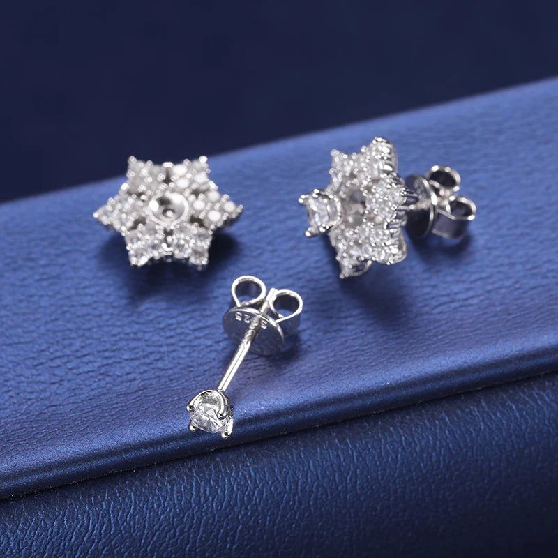 S925 Moissanite Clustered Star Stud Earrings – White Gold