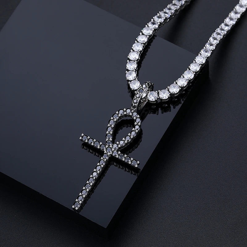 S925 Moissanite Diamond Ankh Cross Pendant