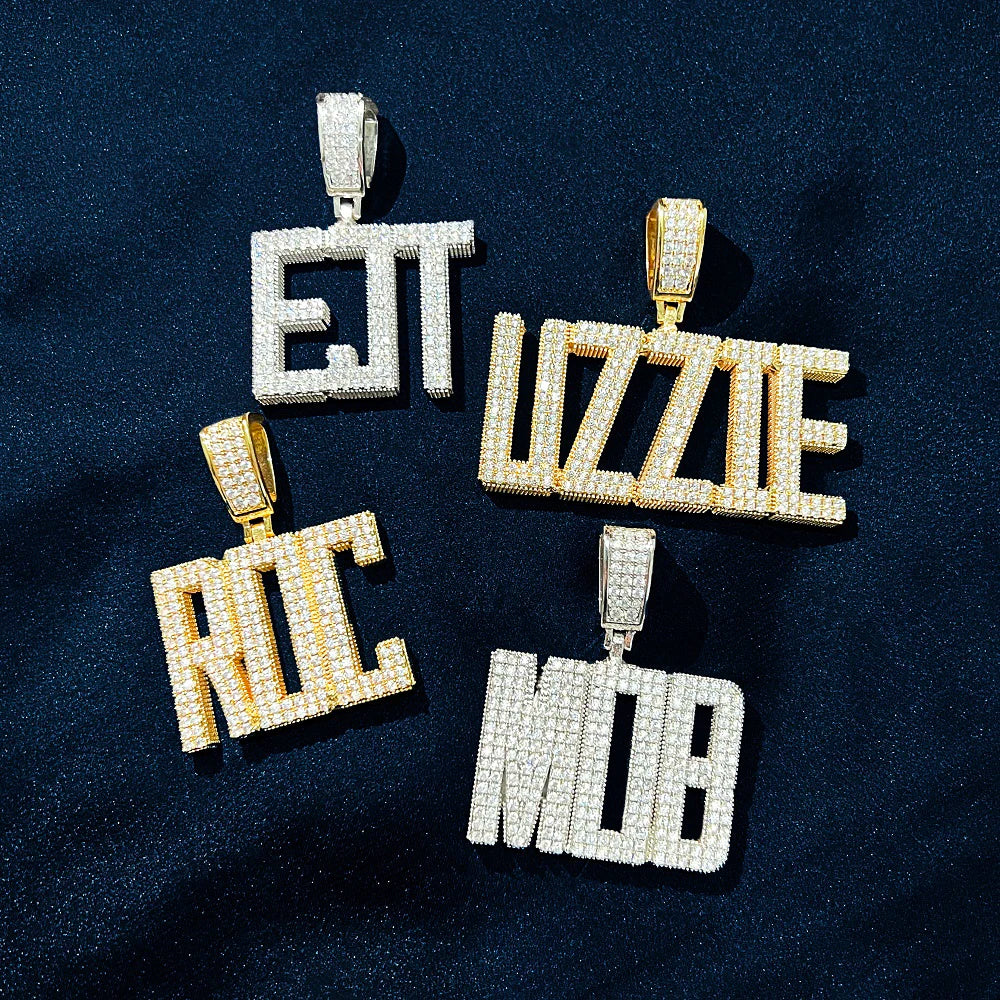 Custom Square Shape Block Letter Pendant - Icedgame & Co