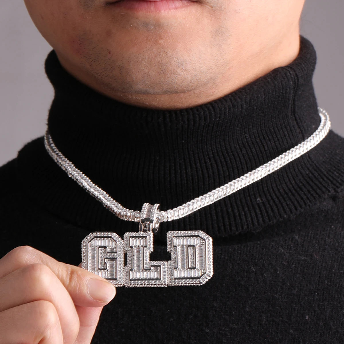 Custom University Font Baguette Layer Letter Pendant - Icedgame & Co