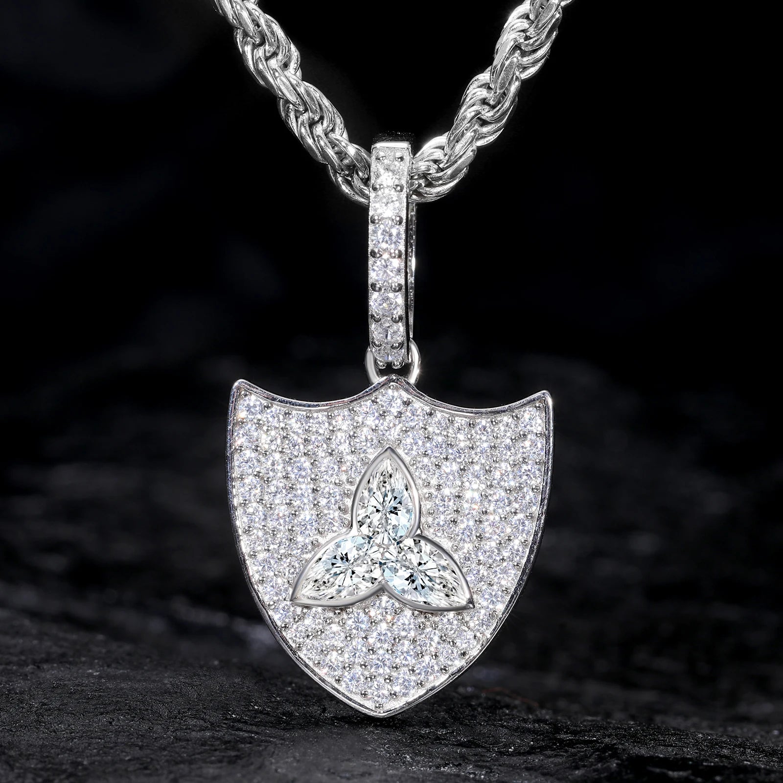 S925 Moissanite Shield Pendant - Icedgame & Co