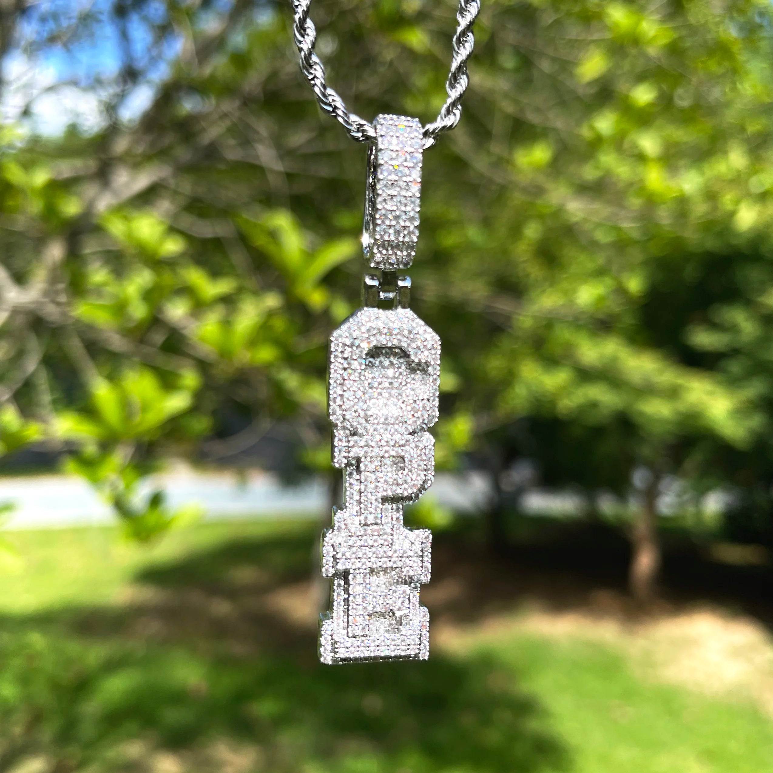 Iced Out Custom Vertical University Letter Pendant - Icedgame & Co