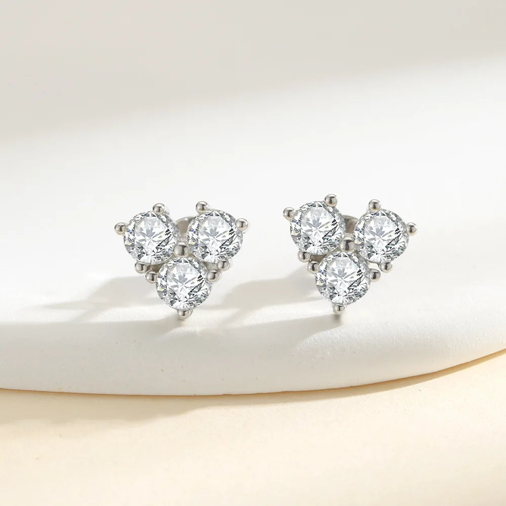 Women's S925 Moissanite V-Shape Tennis Diamond Stud Earrings
